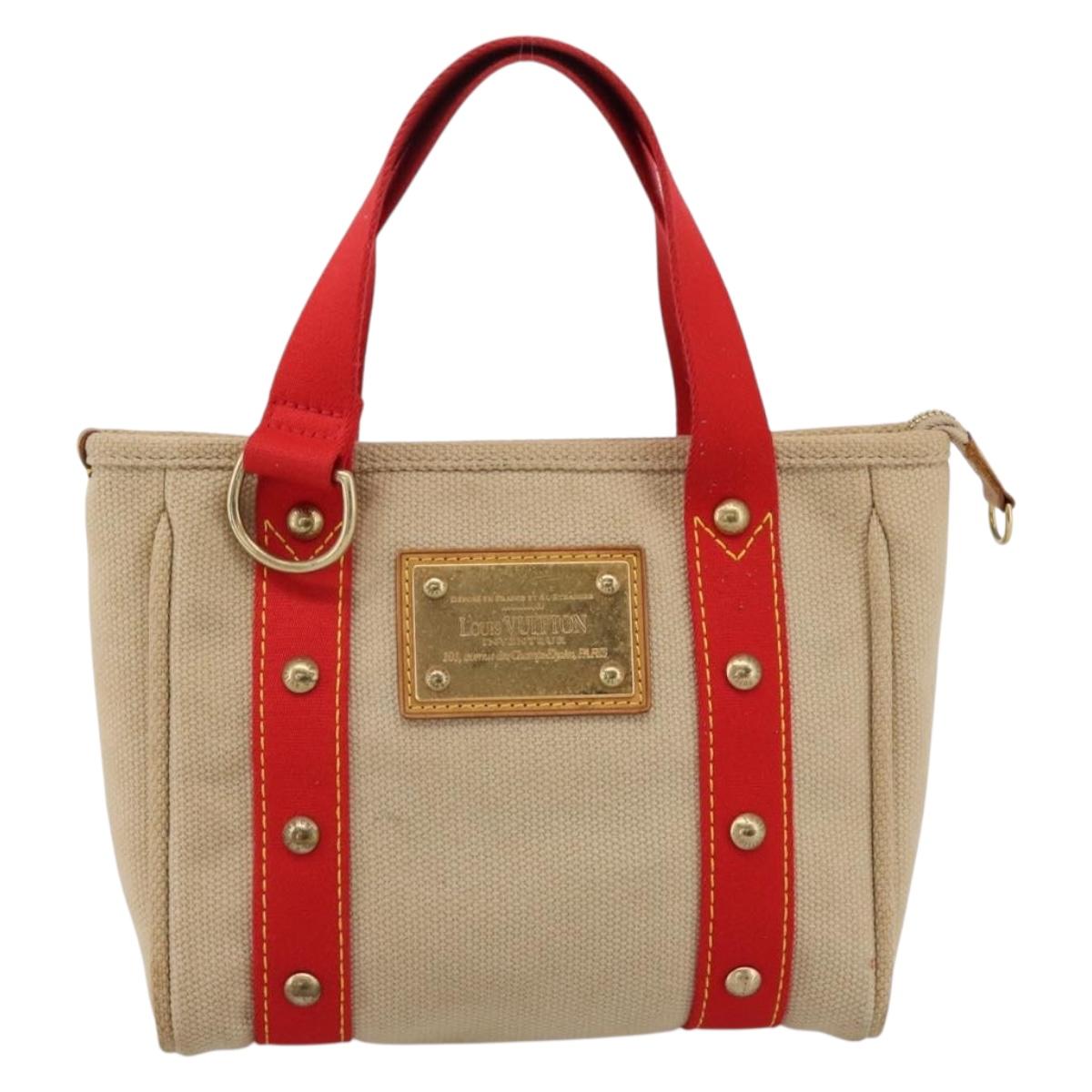 LOUIS VUITTON Antigua Cabas PM Hand Bag Red Beige M40038 LV Auth ka5953