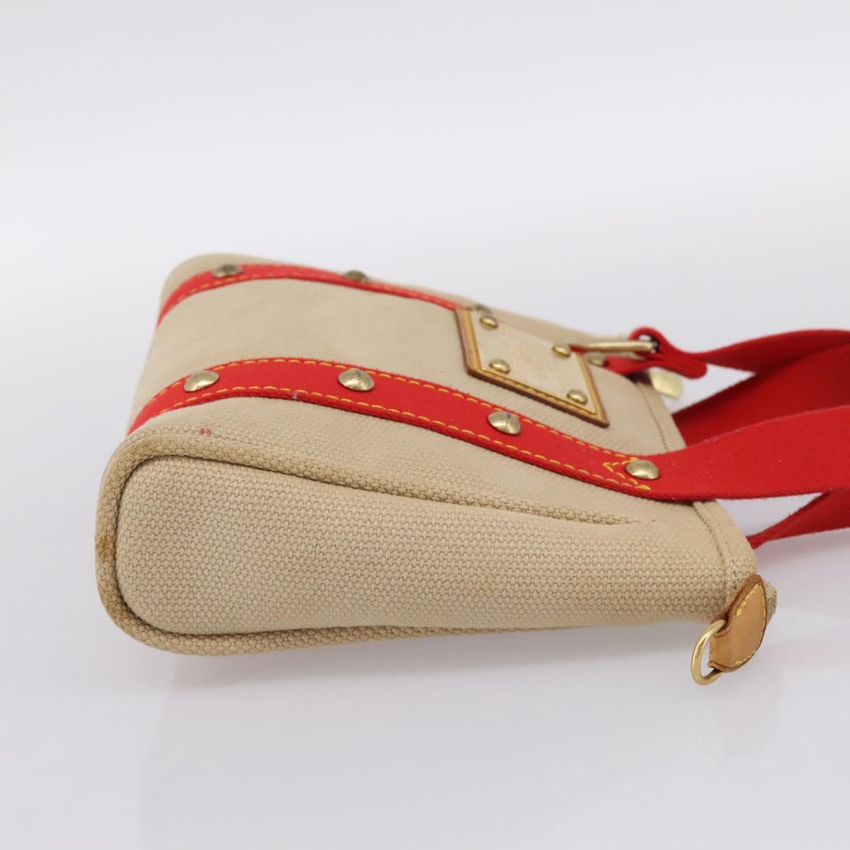 LOUIS VUITTON Antigua Cabas PM Hand Bag Red Beige M40038 LV Auth ka5953
