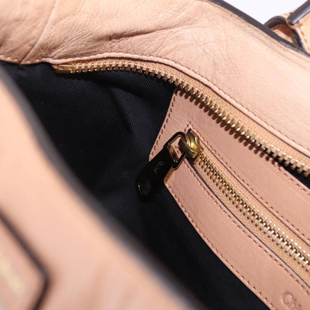 Chloe Etel Hand Bag Leather 2way Beige Gold Auth ka5954A