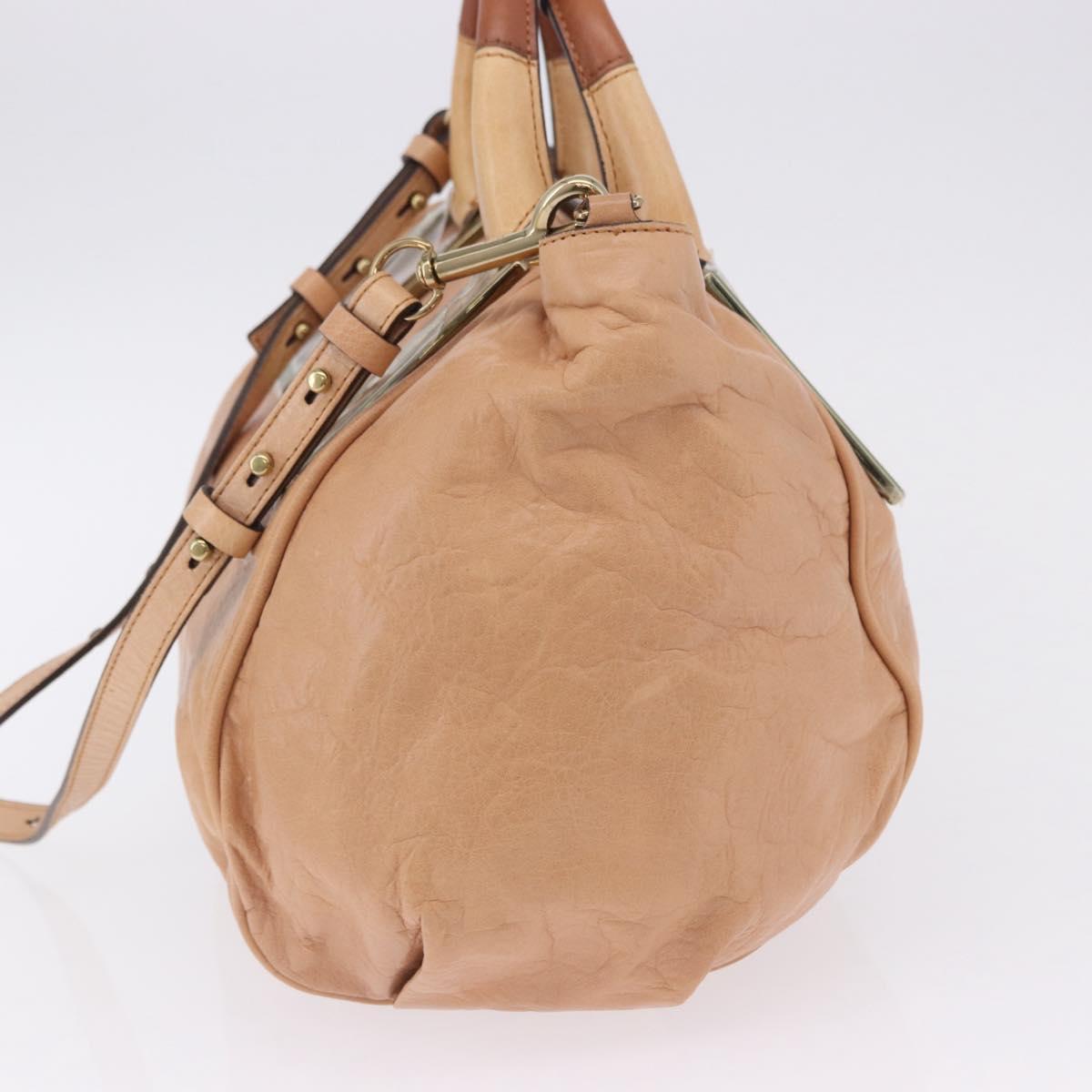 Chloe Etel Hand Bag Leather 2way Beige Gold Auth ka5954A