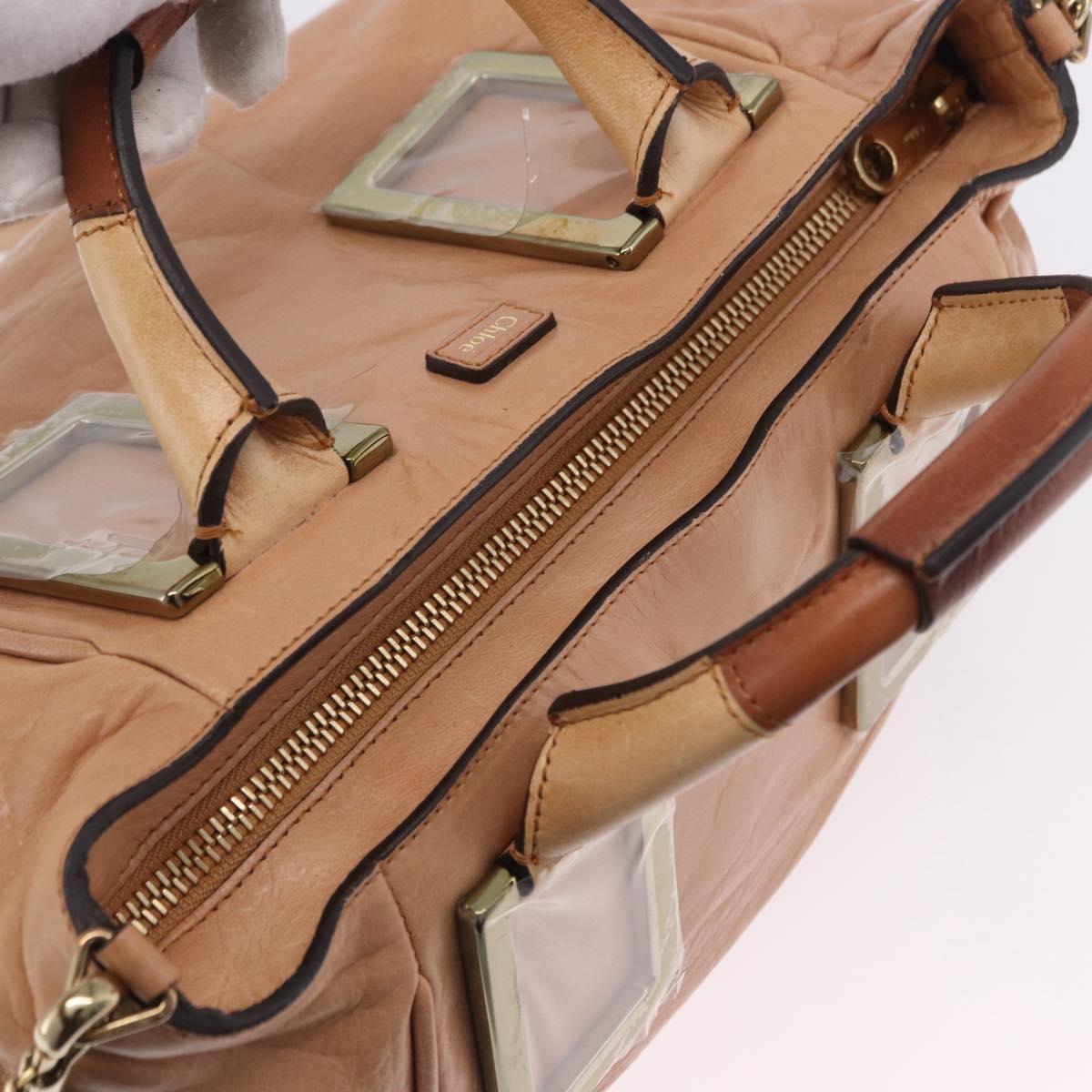 Chloe Etel Hand Bag Leather 2way Beige Gold Auth ka5954A