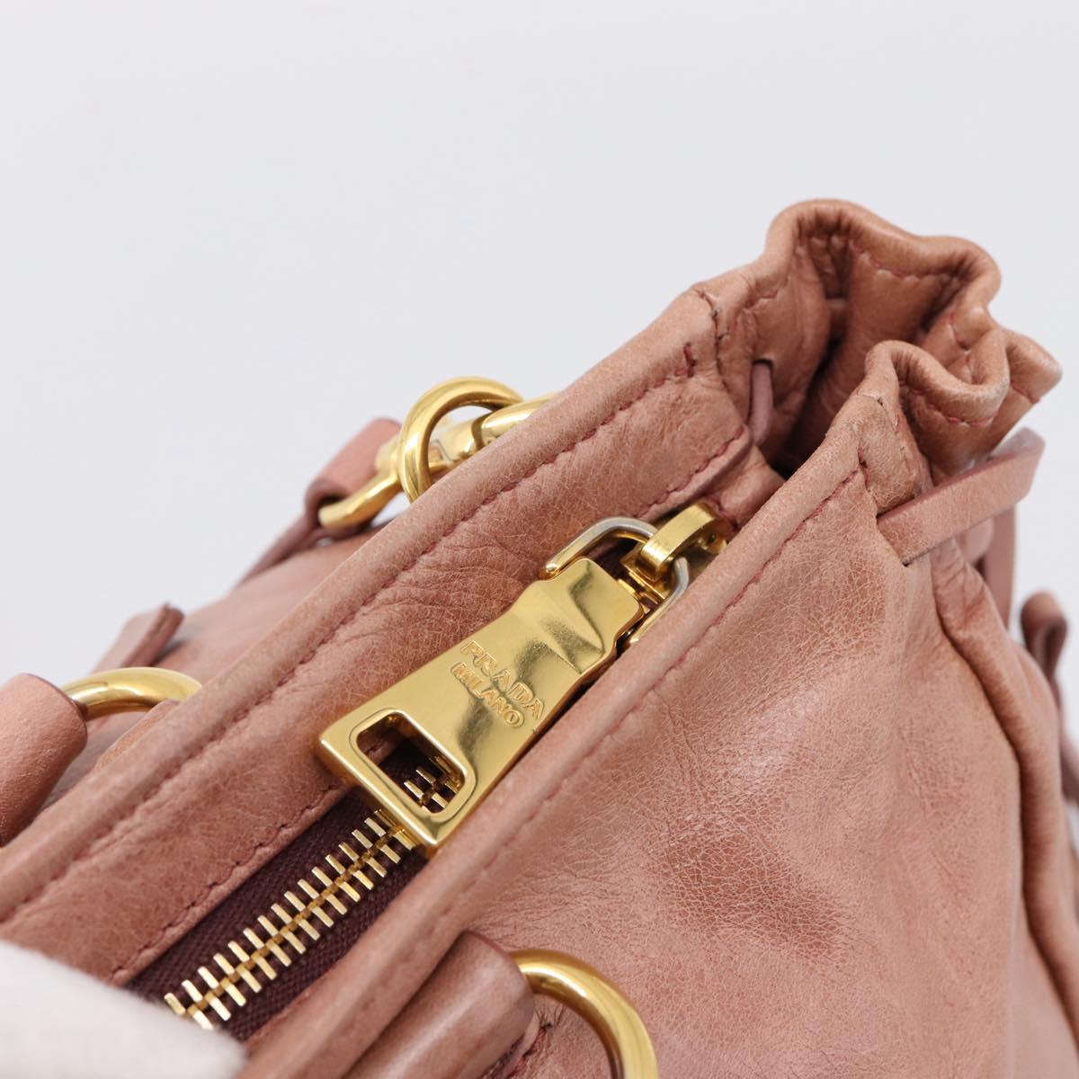 PRADA Hand Bag Leather 2way Pink Gold Auth ka5955V