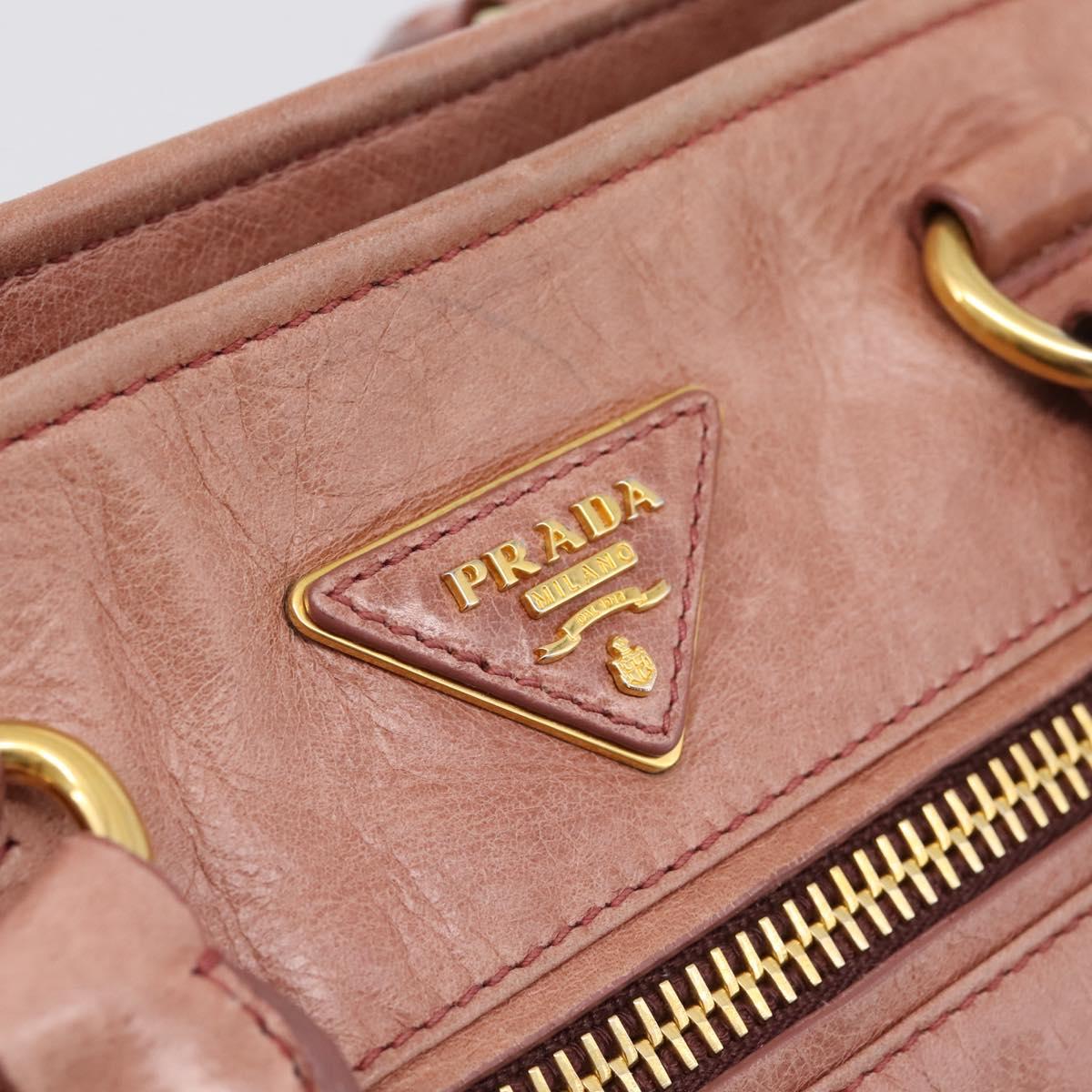 PRADA Hand Bag Leather 2way Pink Gold Auth ka5955V