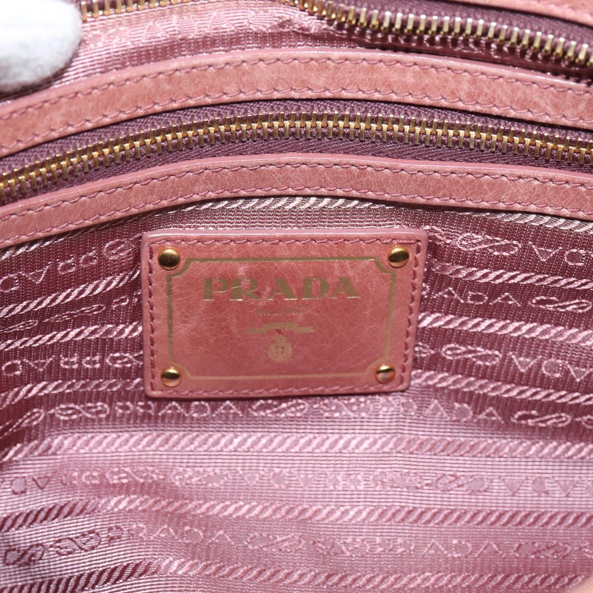 PRADA Hand Bag Leather 2way Pink Gold Auth ka5955V
