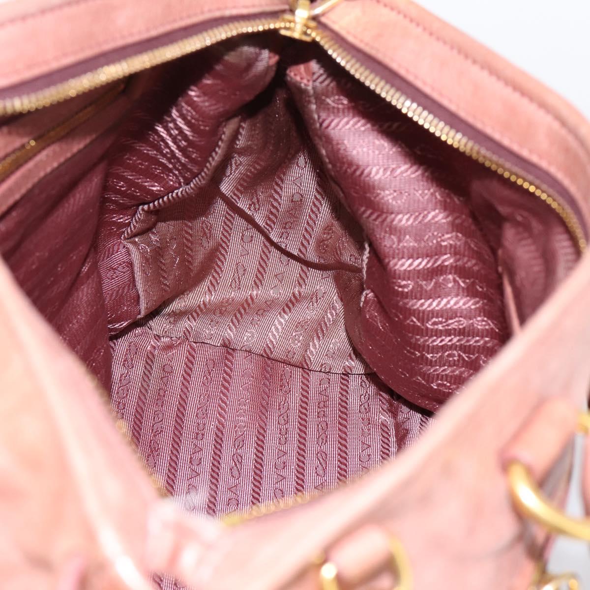 PRADA Hand Bag Leather 2way Pink Gold Auth ka5955V
