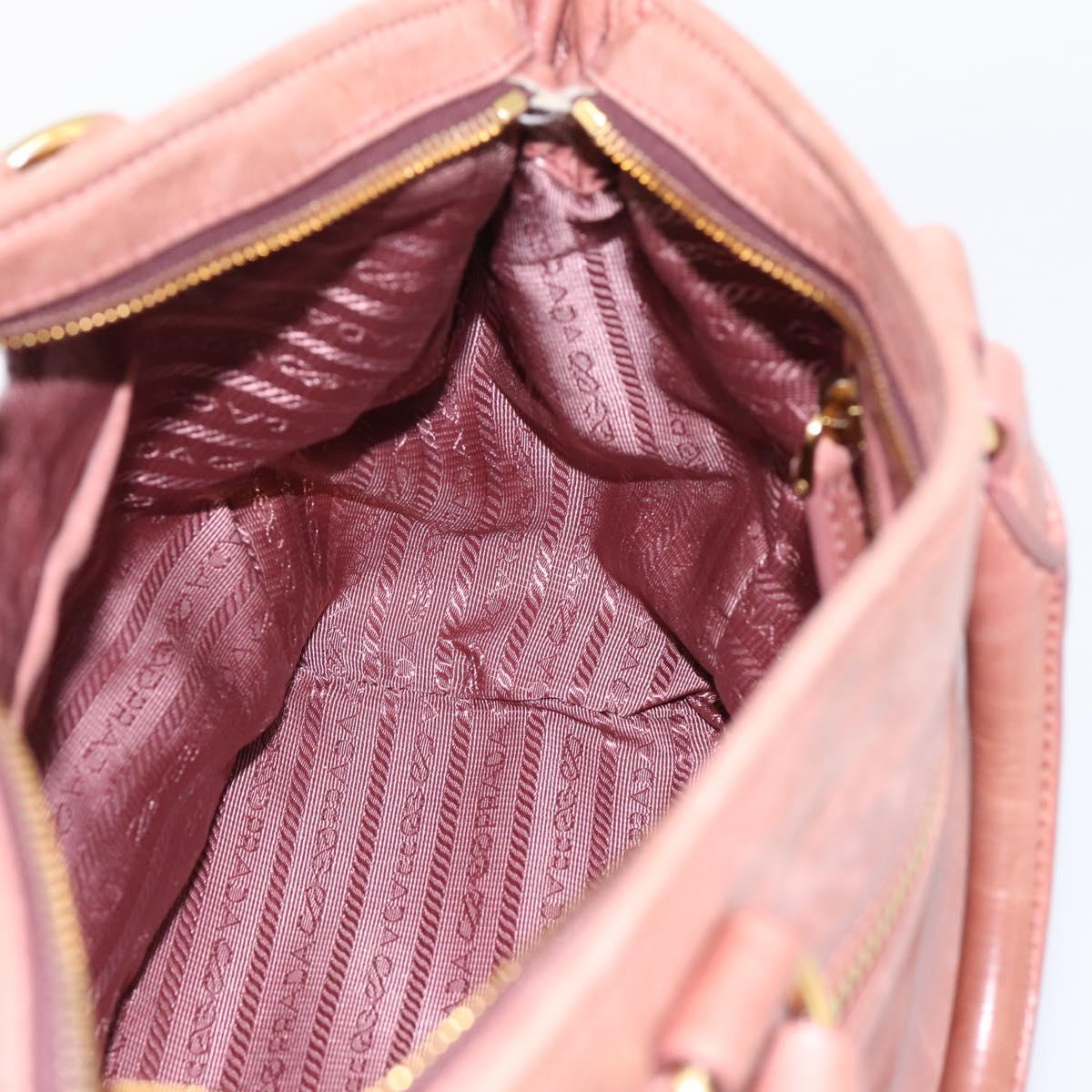 PRADA Hand Bag Leather 2way Pink Gold Auth ka5955V