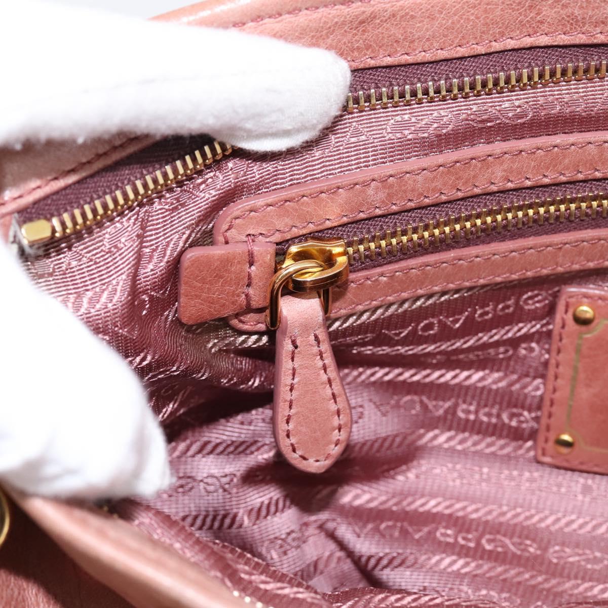 PRADA Hand Bag Leather 2way Pink Gold Auth ka5955V
