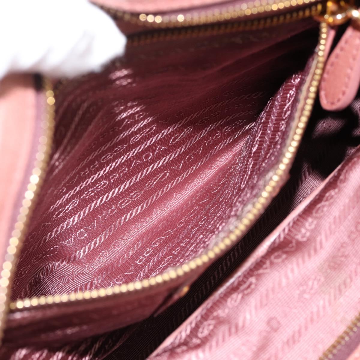 PRADA Hand Bag Leather 2way Pink Gold Auth ka5955V