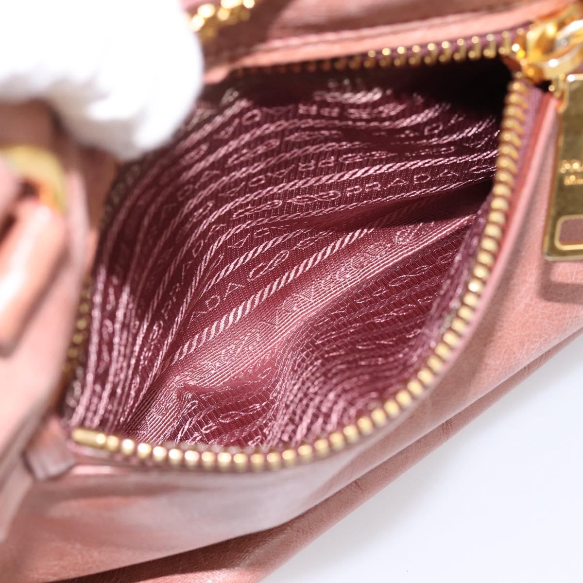 PRADA Hand Bag Leather 2way Pink Gold Auth ka5955V