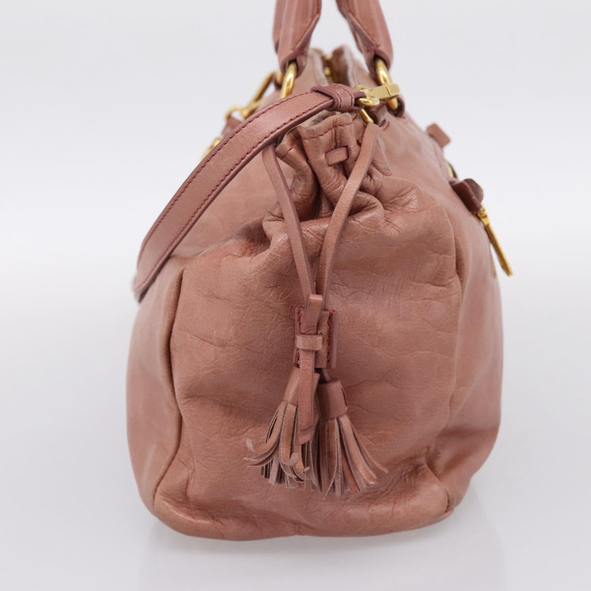 PRADA Hand Bag Leather 2way Pink Gold Auth ka5955V