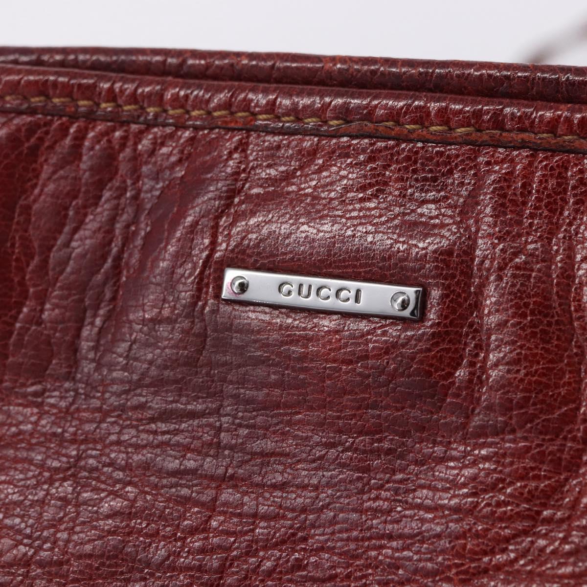 GUCCI Shoulder Bag Leather Red Silver 113013 Auth ka5956