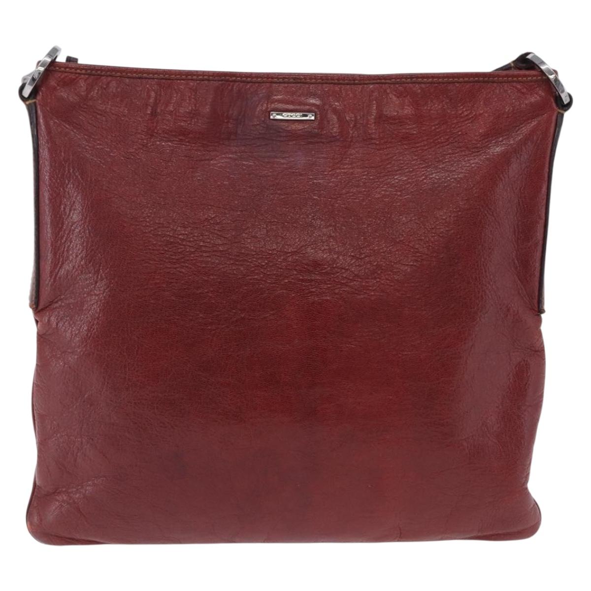 GUCCI Shoulder Bag Leather Red Silver 113013 Auth ka5956