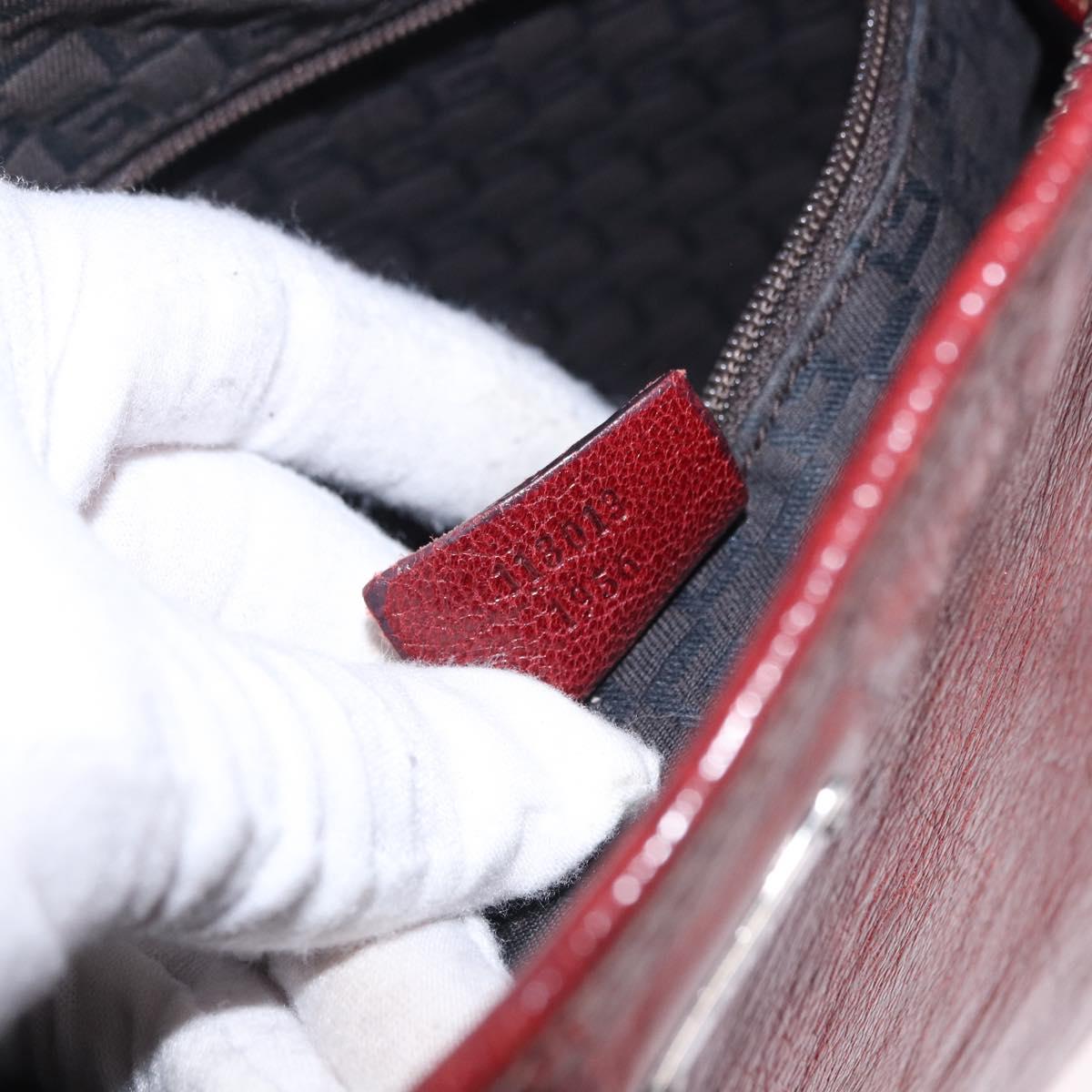 GUCCI Shoulder Bag Leather Red Silver 113013 Auth ka5956