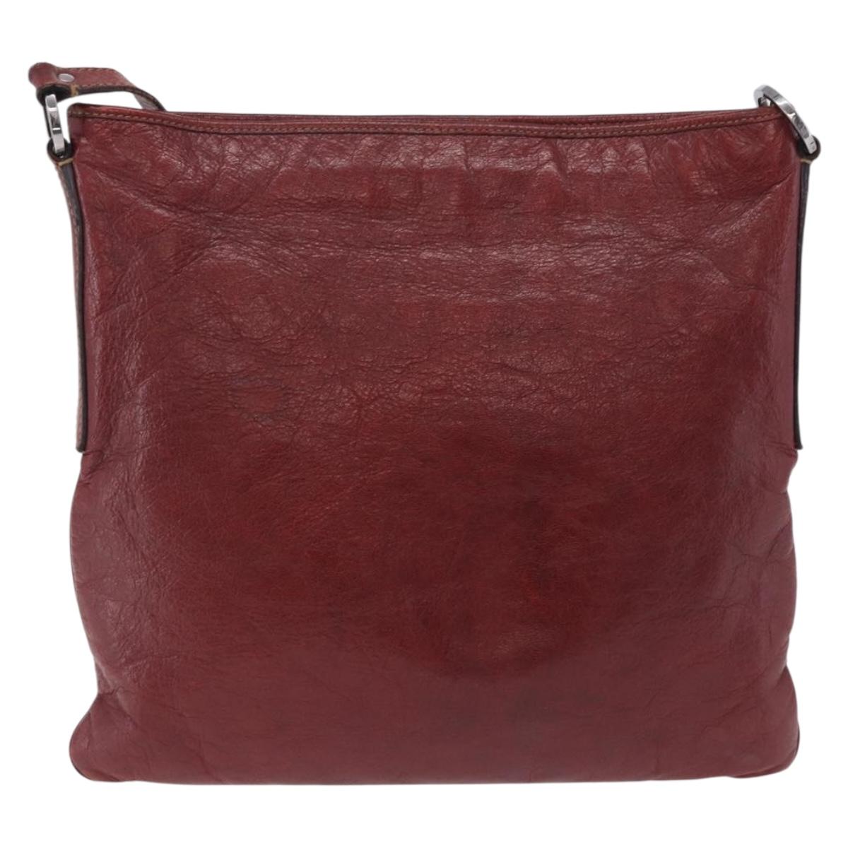 GUCCI Shoulder Bag Leather Red Silver 113013 Auth ka5956