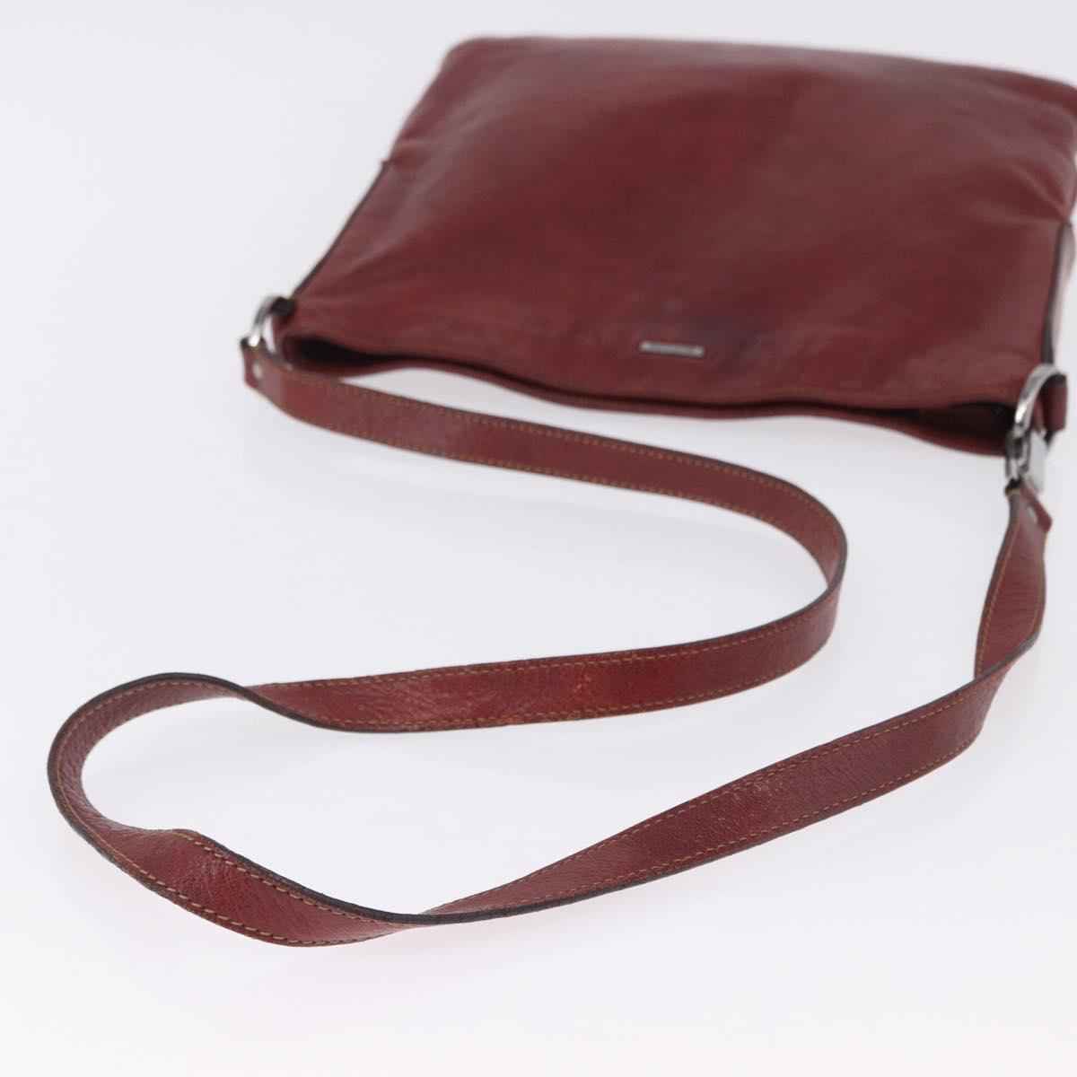 GUCCI Shoulder Bag Leather Red Silver 113013 Auth ka5956