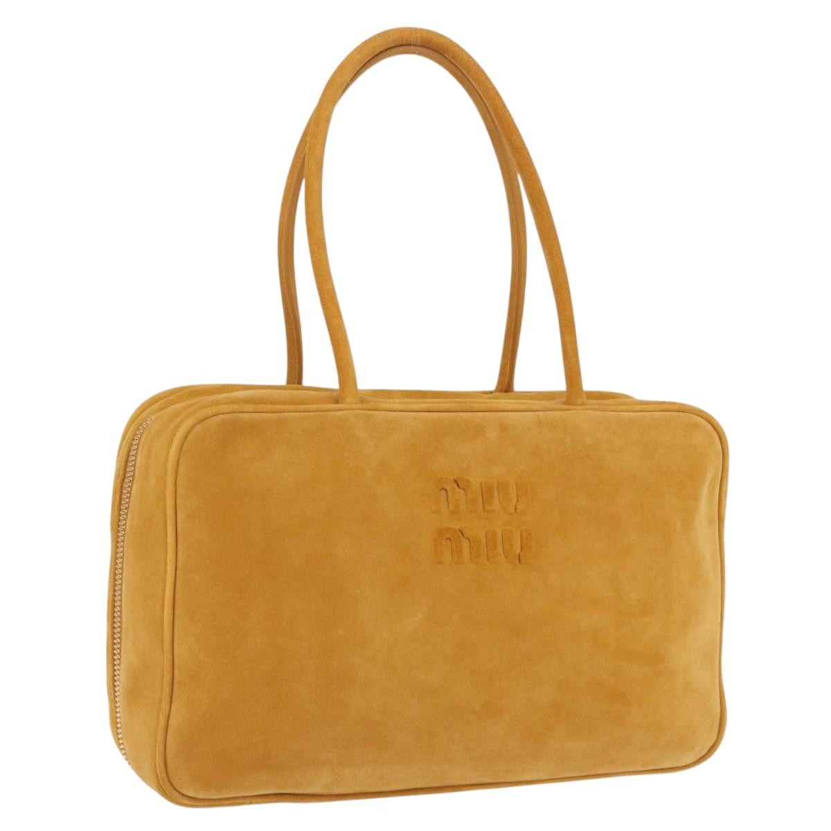 Miu Miu Beau Shoulder Bag Suede Yellow Gold Auth ka5957SAM