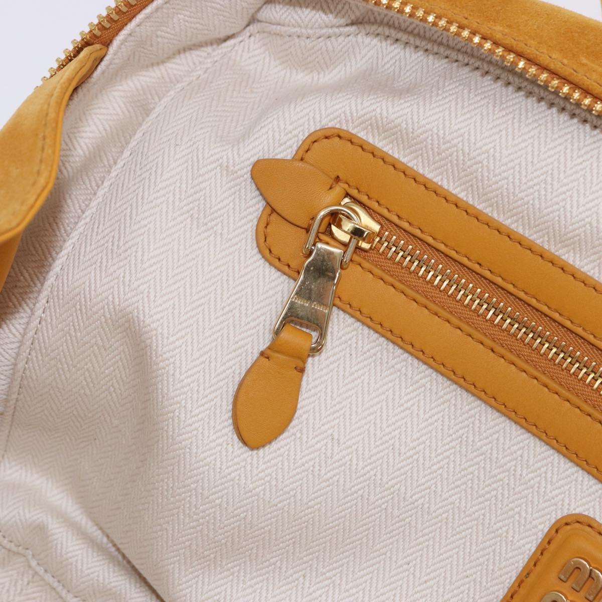 Miu Miu Beau Shoulder Bag Suede Yellow Gold Auth ka5957SAM