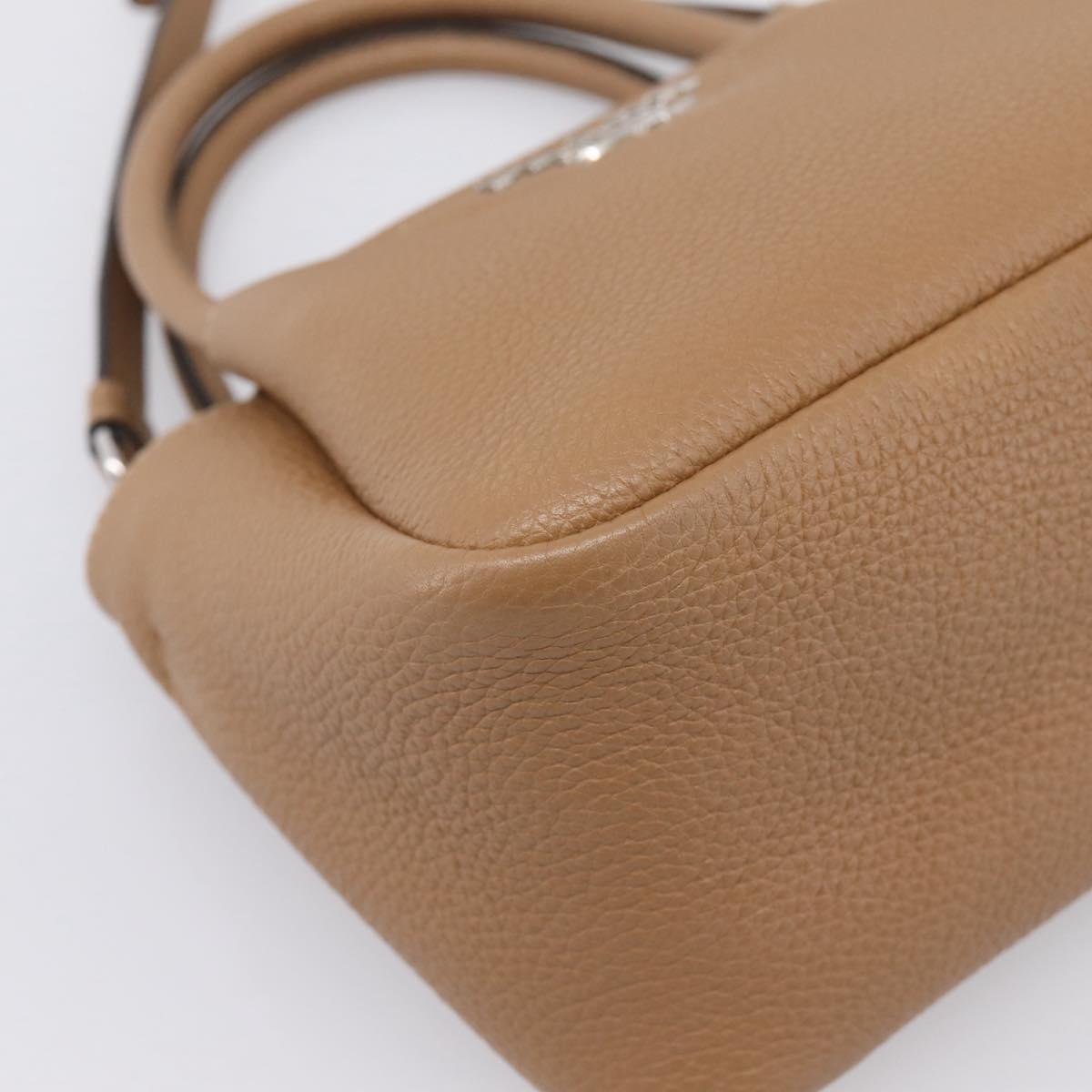 PRADA Hand Bag Leather 2way Beige Silver Auth ka5958SAM