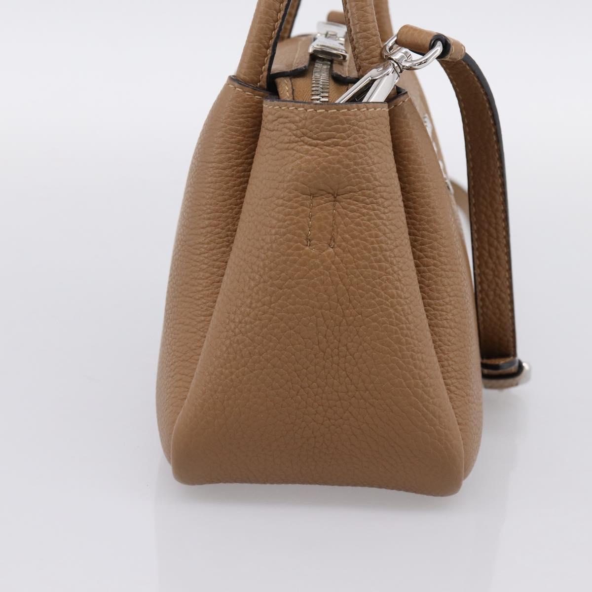 PRADA Hand Bag Leather 2way Beige Silver Auth ka5958SAM