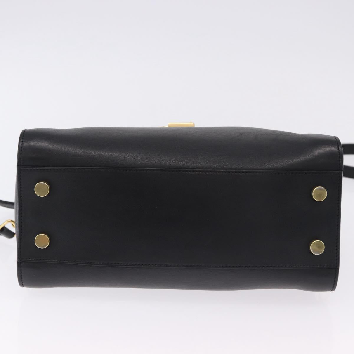 SAINT LAURENT Baby Cabas Hand Bag Leather 2way Black Gold 311210 Auth ka5959V