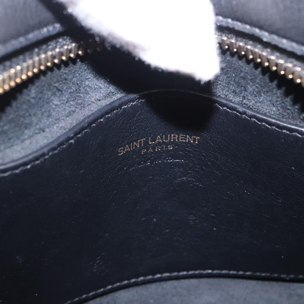 SAINT LAURENT Baby Cabas Hand Bag Leather 2way Black Gold 311210 Auth ka5959V