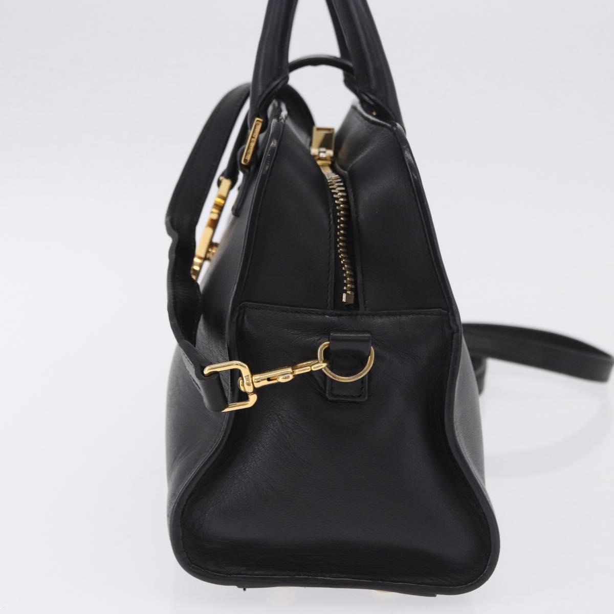 SAINT LAURENT Baby Cabas Hand Bag Leather 2way Black Gold 311210 Auth ka5959V