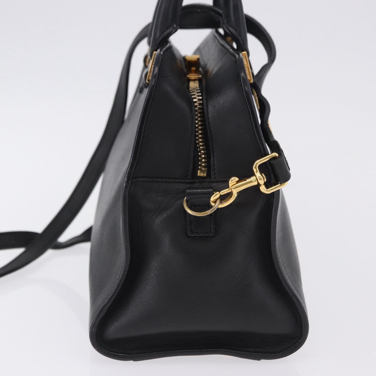 SAINT LAURENT Baby Cabas Hand Bag Leather 2way Black Gold 311210 Auth ka5959V