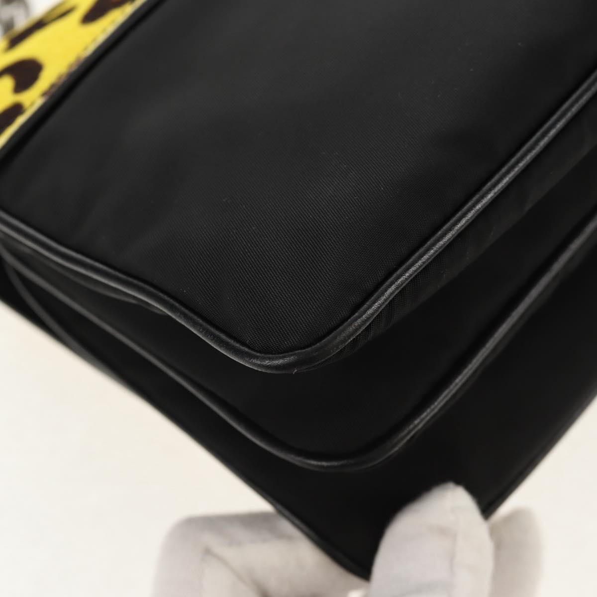 PRADA Chain Shoulder Bag Nylon Yellow Silver Auth ka595V