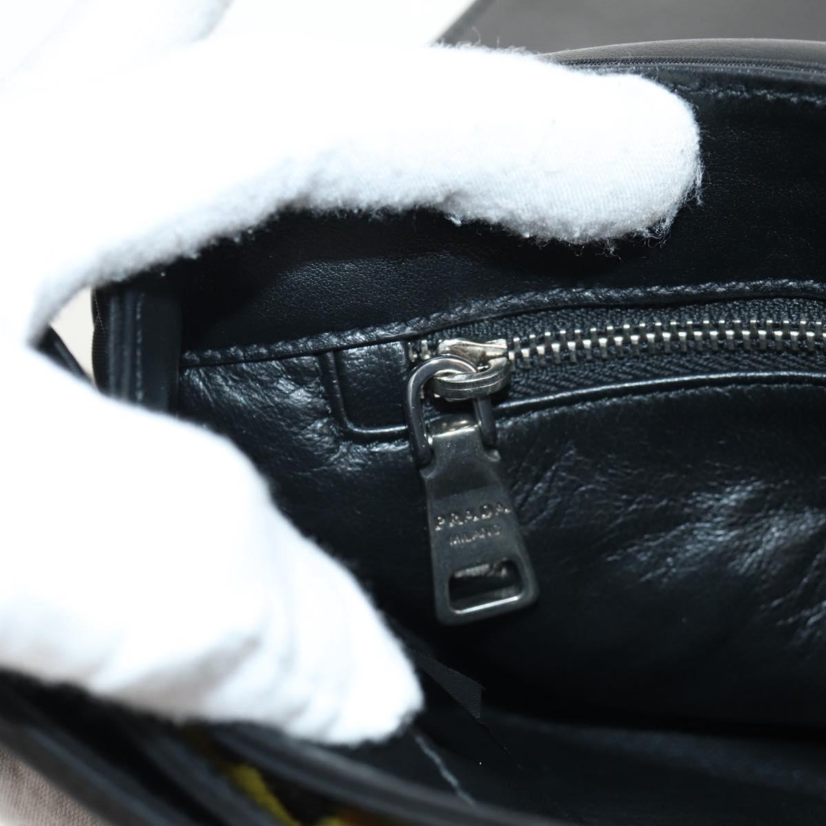 PRADA Chain Shoulder Bag Nylon Yellow Silver Auth ka595V