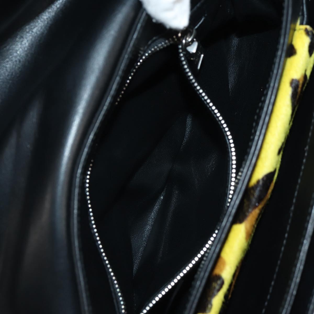 PRADA Chain Shoulder Bag Nylon Yellow Silver Auth ka595V