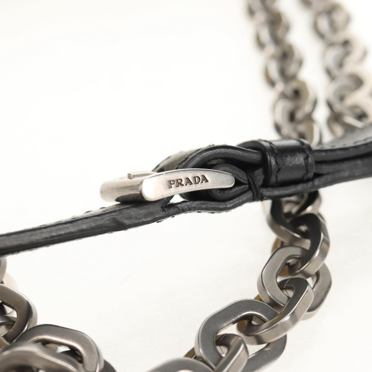 PRADA Chain Shoulder Bag Nylon Yellow Silver Auth ka595V