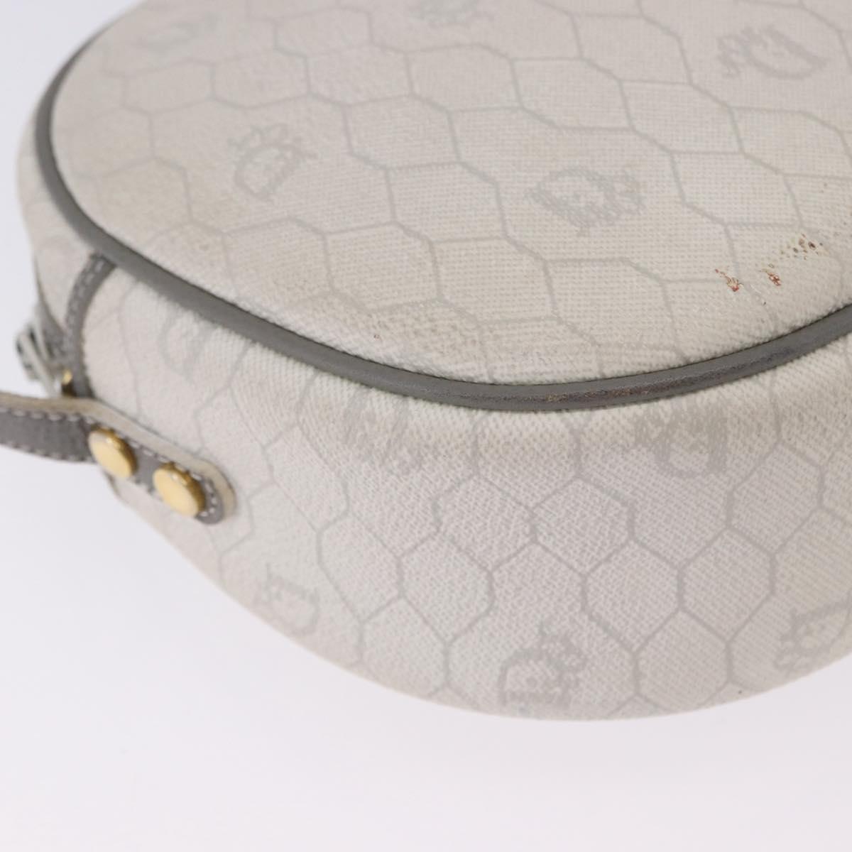 Christian Dior Honeycomb Canvas Shoulder Bag PVC White Gold Auth ka5960
