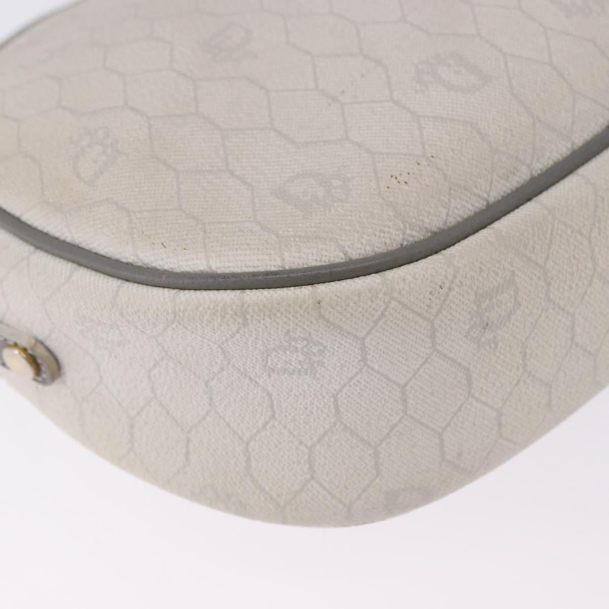 Christian Dior Honeycomb Canvas Shoulder Bag PVC White Gold Auth ka5960