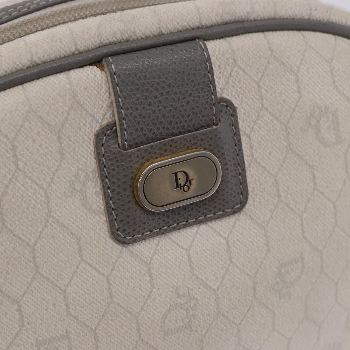 Christian Dior Honeycomb Canvas Shoulder Bag PVC White Gold Auth ka5960