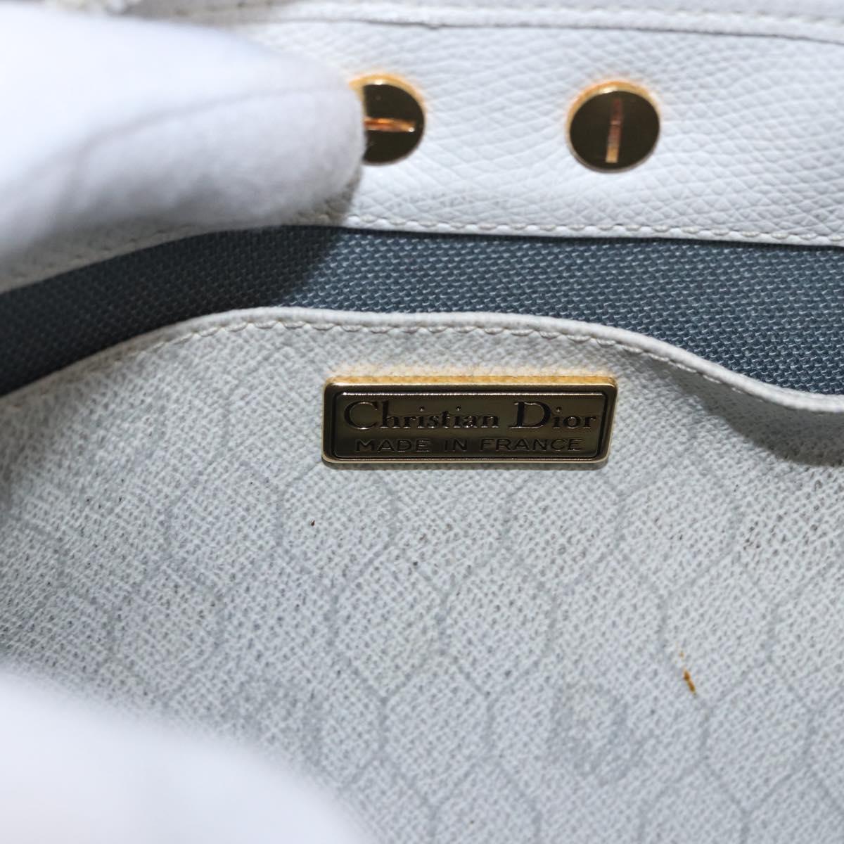 Christian Dior Honeycomb Canvas Shoulder Bag PVC White Gold Auth ka5960