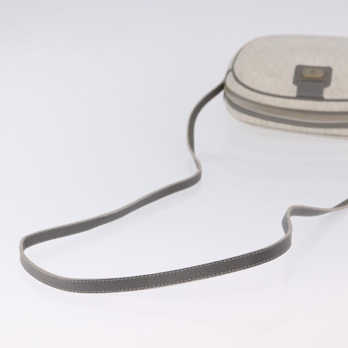 Christian Dior Honeycomb Canvas Shoulder Bag PVC White Gold Auth ka5960