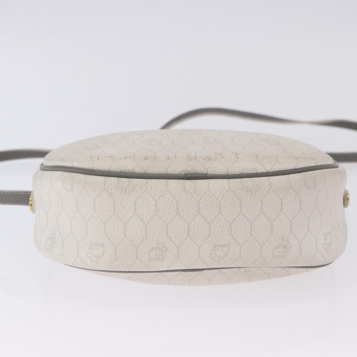 Christian Dior Honeycomb Canvas Shoulder Bag PVC White Gold Auth ka5960