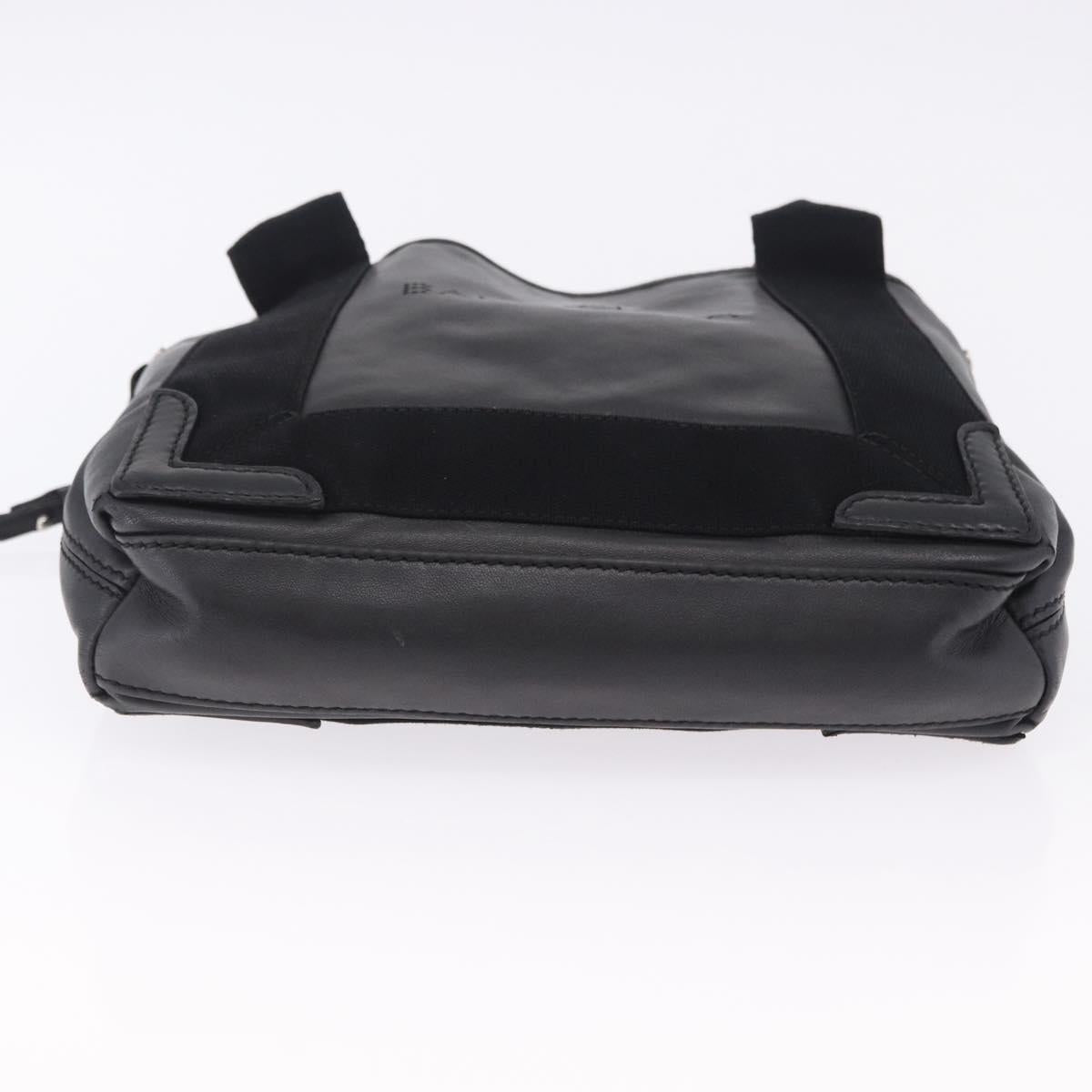 BALENCIAGA Navy Cabas XS Hand Bag Leather 2way Black Silver 390346 Auth ka5961