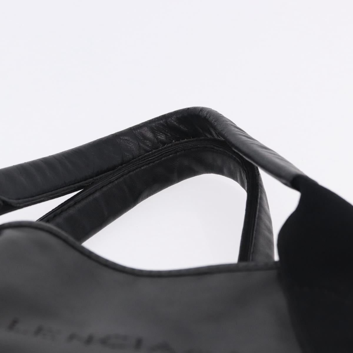BALENCIAGA Navy Cabas XS Hand Bag Leather 2way Black Silver 390346 Auth ka5961