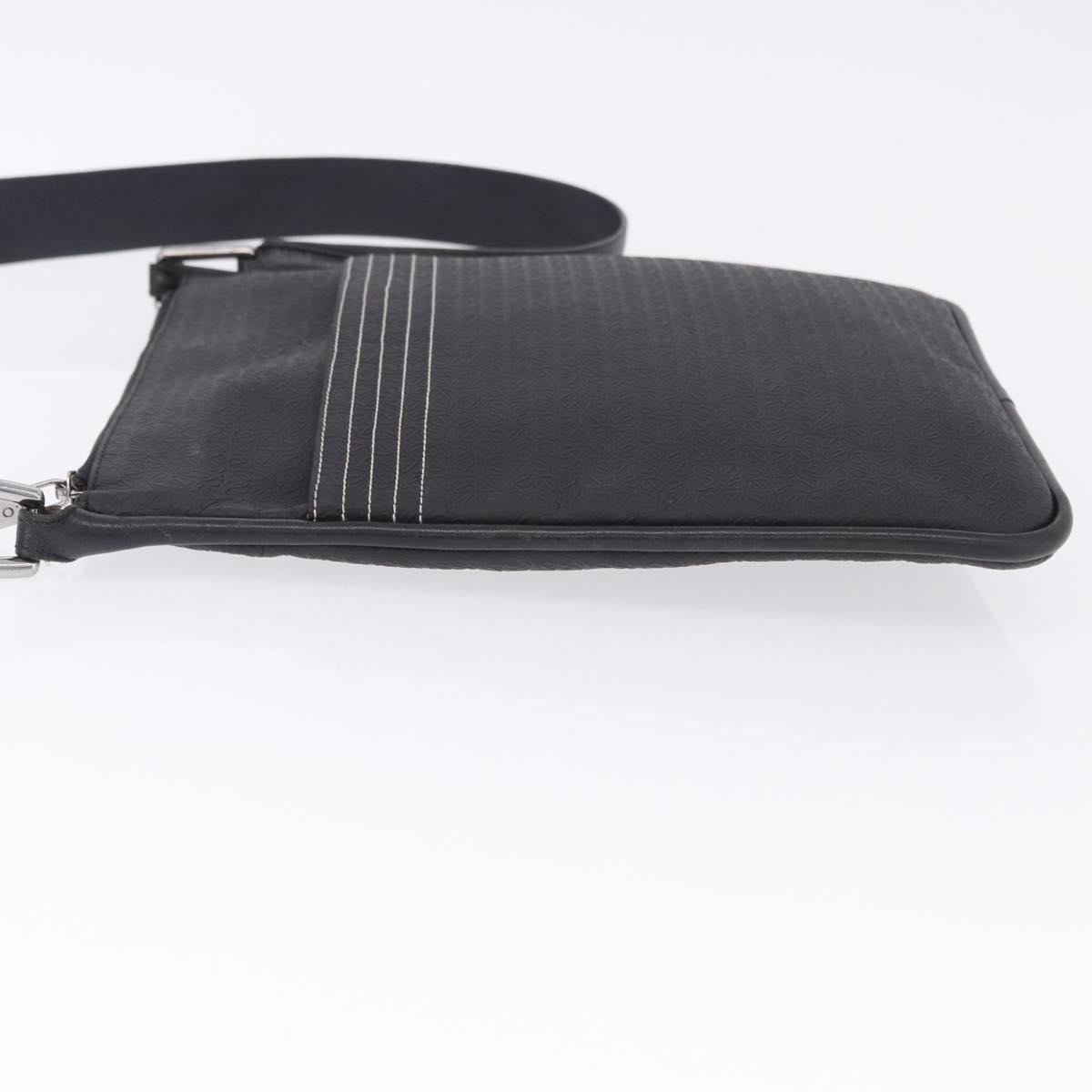 LOEWE Anagram Shoulder Bag Leather Black Silver Auth ka5962