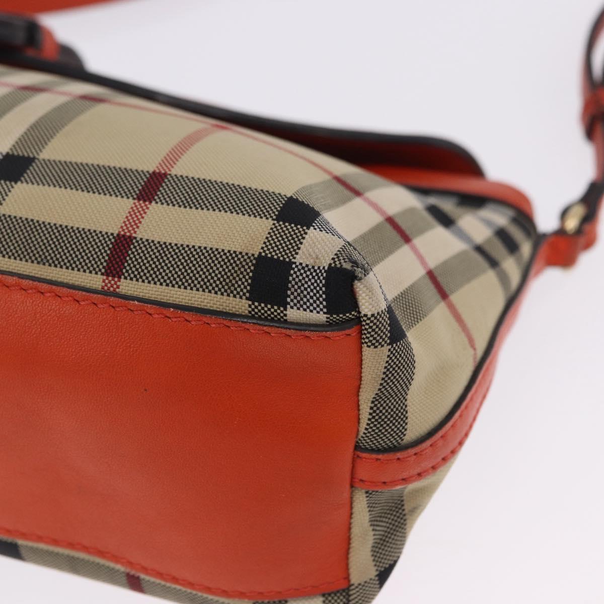 BURBERRY Nova Check Shoulder Bag Canvas Beige Gold Auth ka5963A