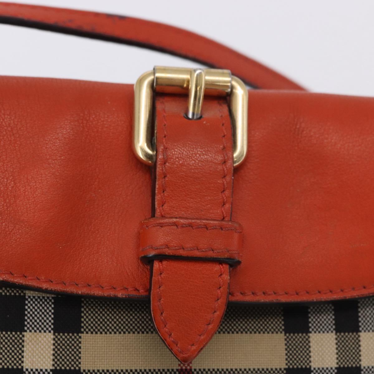 BURBERRY Nova Check Shoulder Bag Canvas Beige Gold Auth ka5963A