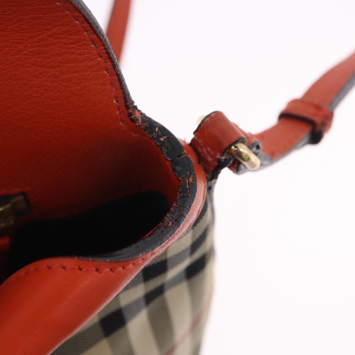 BURBERRY Nova Check Shoulder Bag Canvas Beige Gold Auth ka5963A