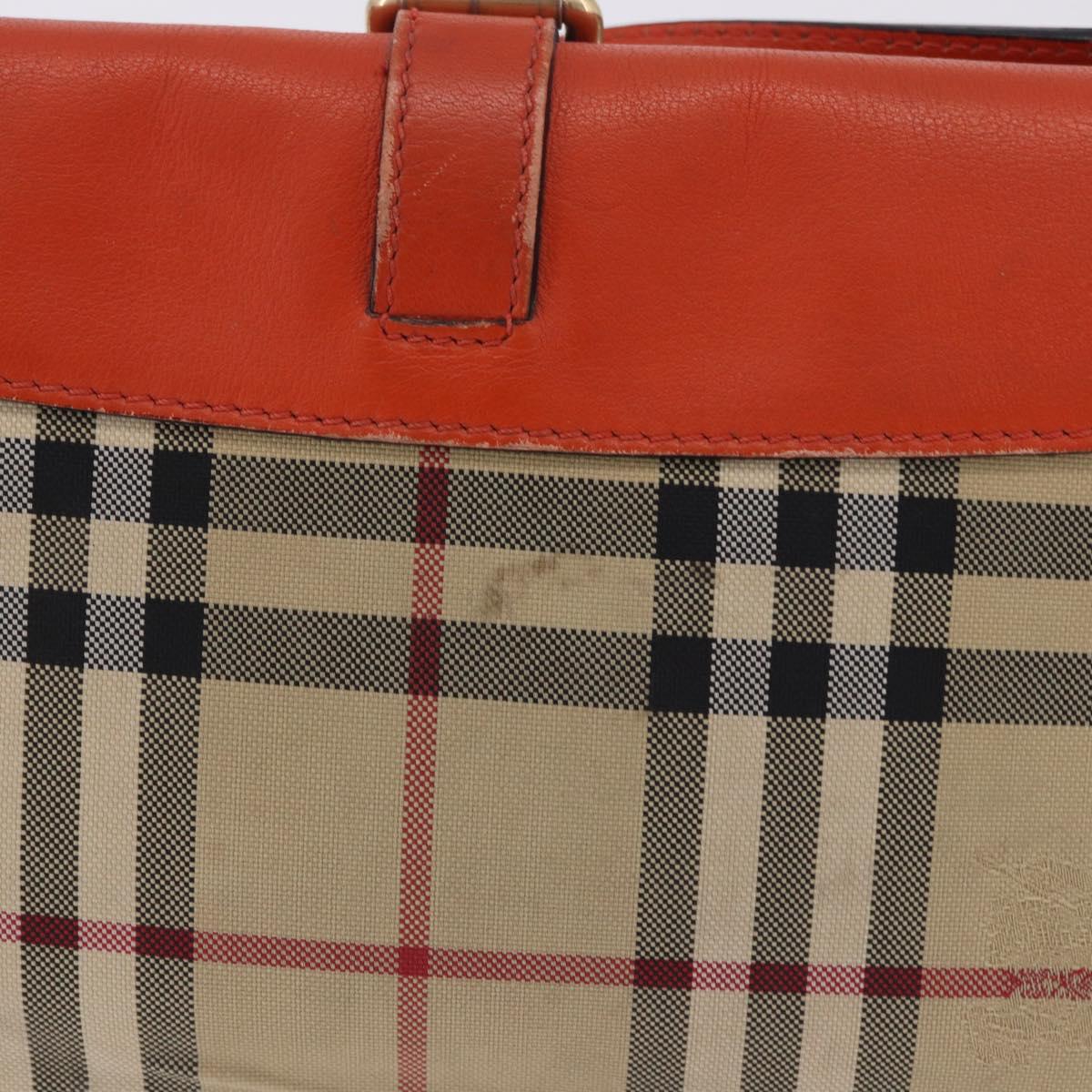 BURBERRY Nova Check Shoulder Bag Canvas Beige Gold Auth ka5963A