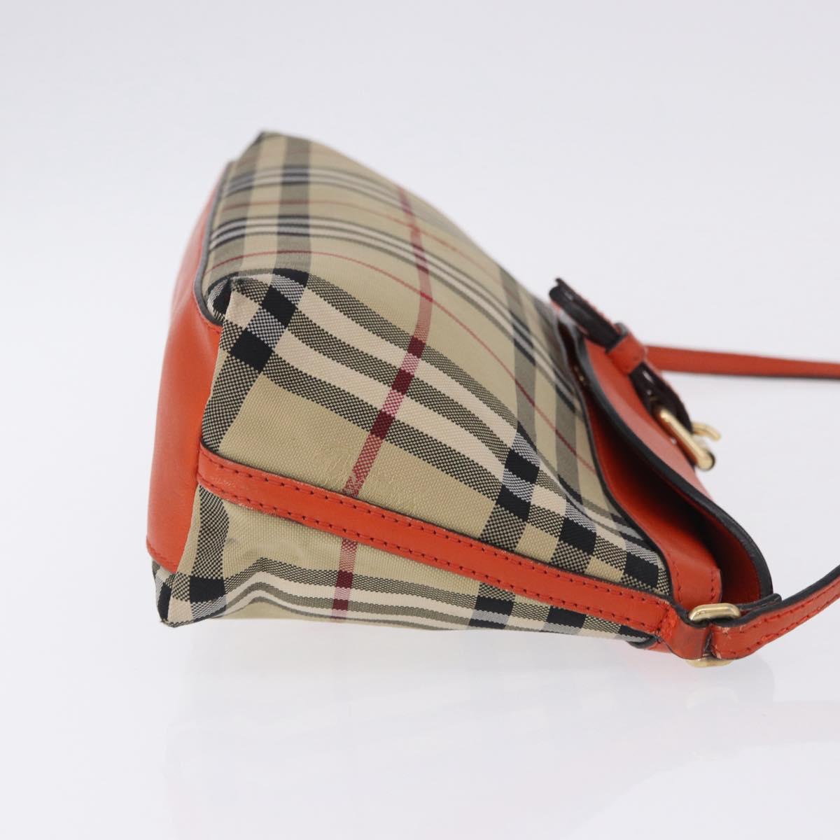 BURBERRY Nova Check Shoulder Bag Canvas Beige Gold Auth ka5963A