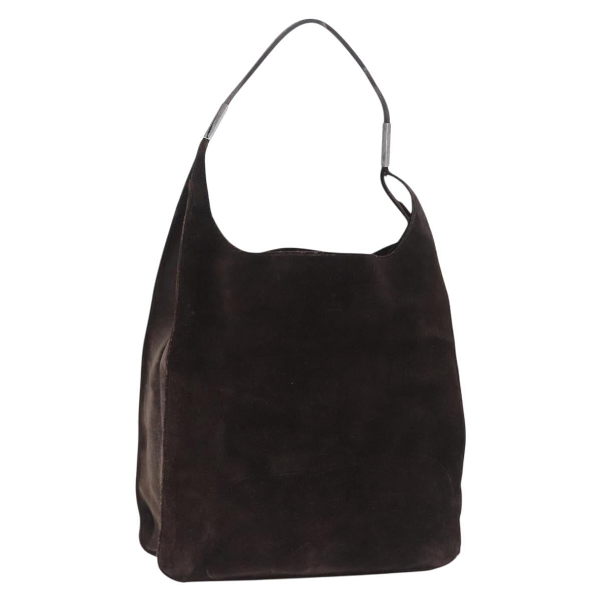 GUCCI Shoulder Bag Suede Brown Silver 001 3191 1705 Auth ka5965