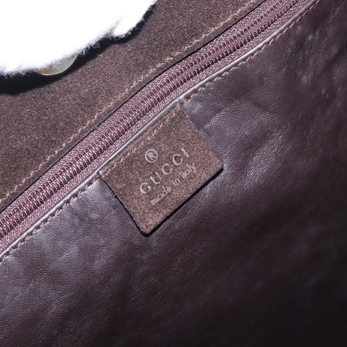 GUCCI Shoulder Bag Suede Brown Silver 001 3191 1705 Auth ka5965