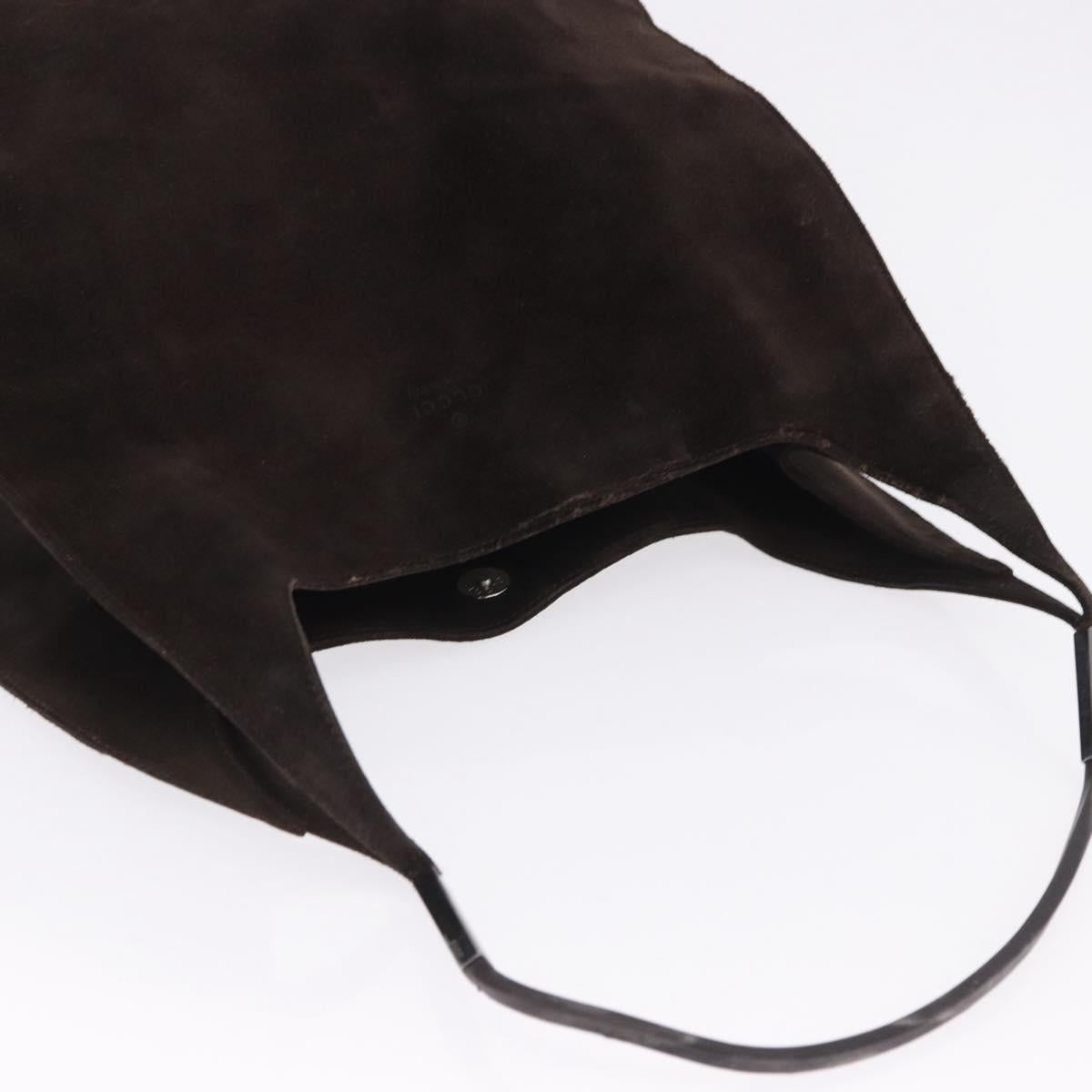 GUCCI Shoulder Bag Suede Brown Silver 001 3191 1705 Auth ka5965