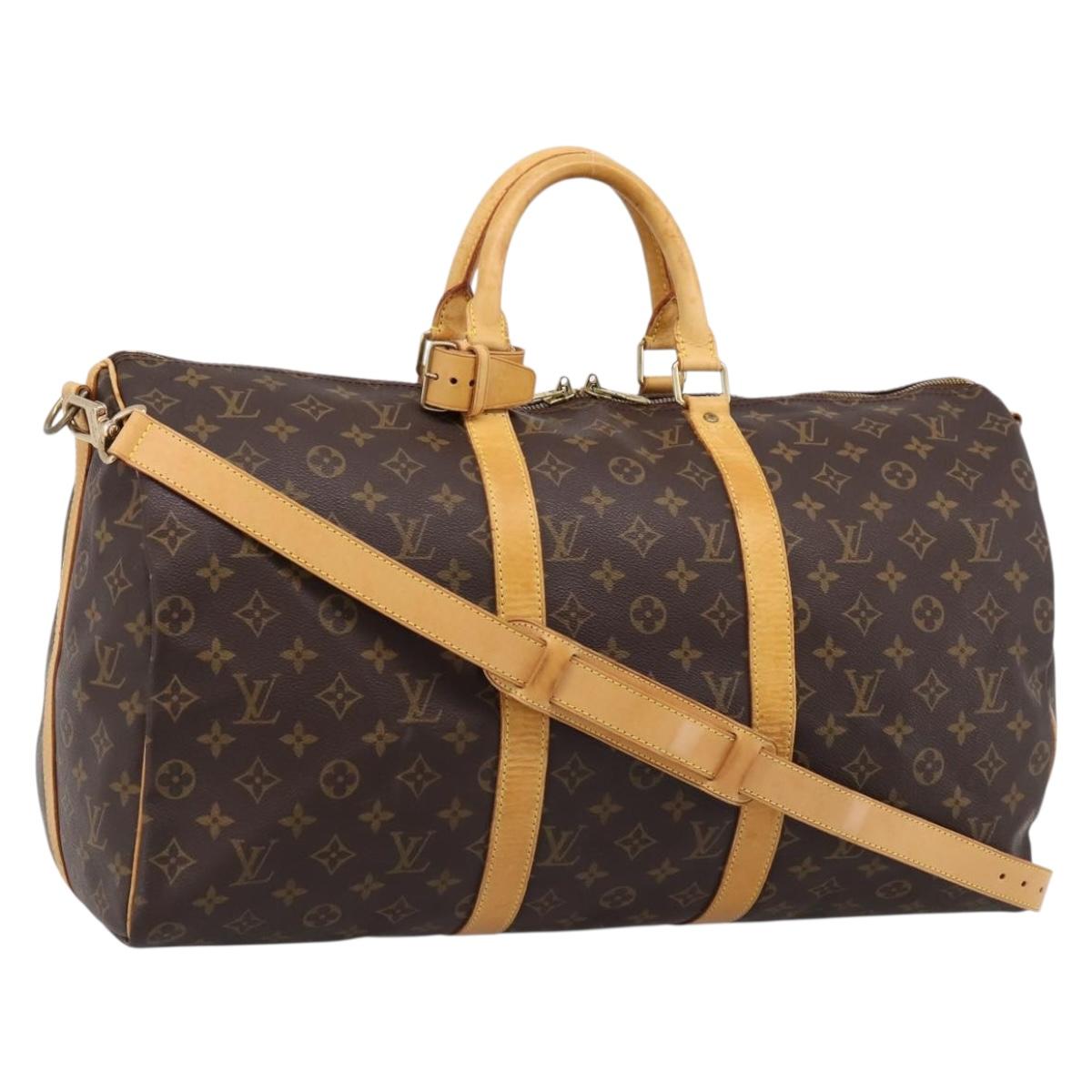 LOUIS VUITTON Monogram Keepall Bandouliere 50 Boston Bag M41416 LV Auth ka5966