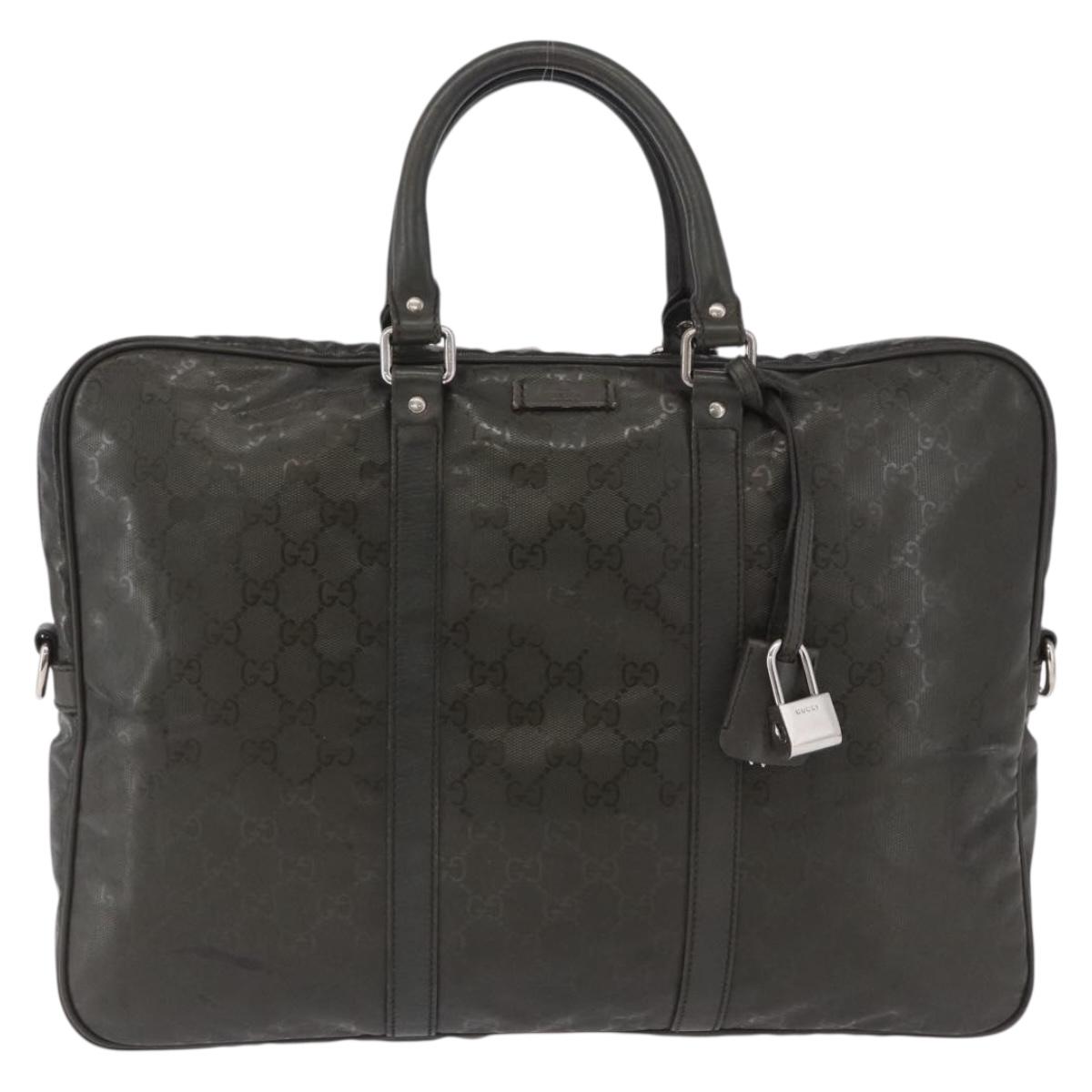 GUCCI GG Implementation Business Bag PVC Green Silver 201480 Auth ka5968